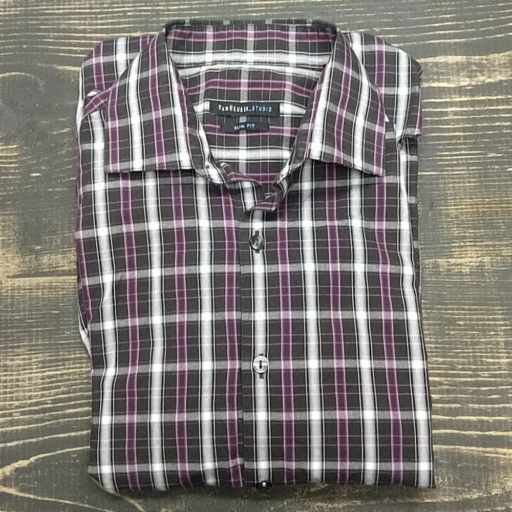 Van Heusen | Purple & Black Button Down Shirt